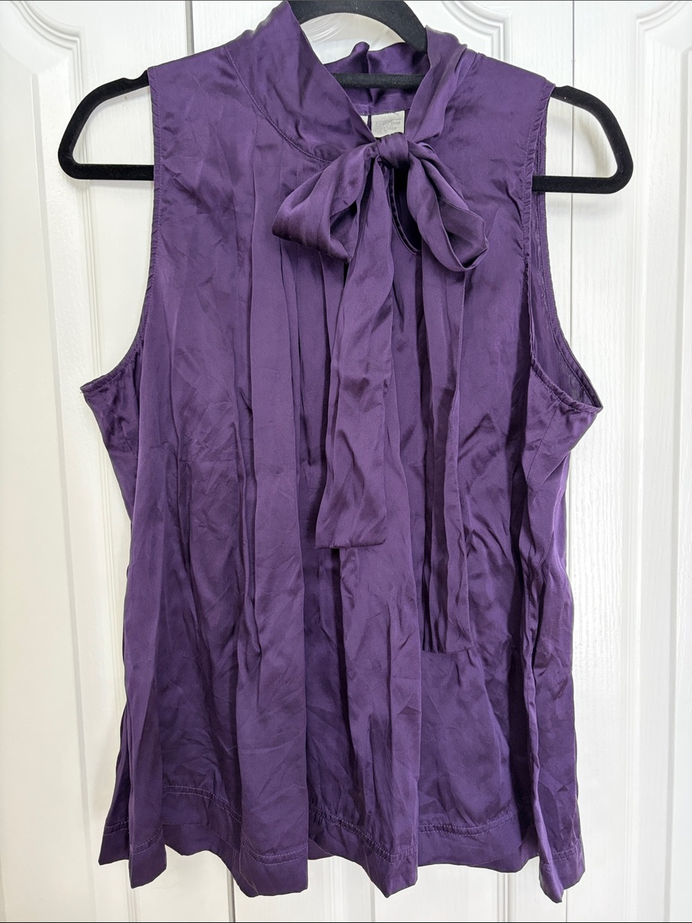 Spiegel Vintage Sleeveless Silk Tie-Neck Blouse - Purple 16